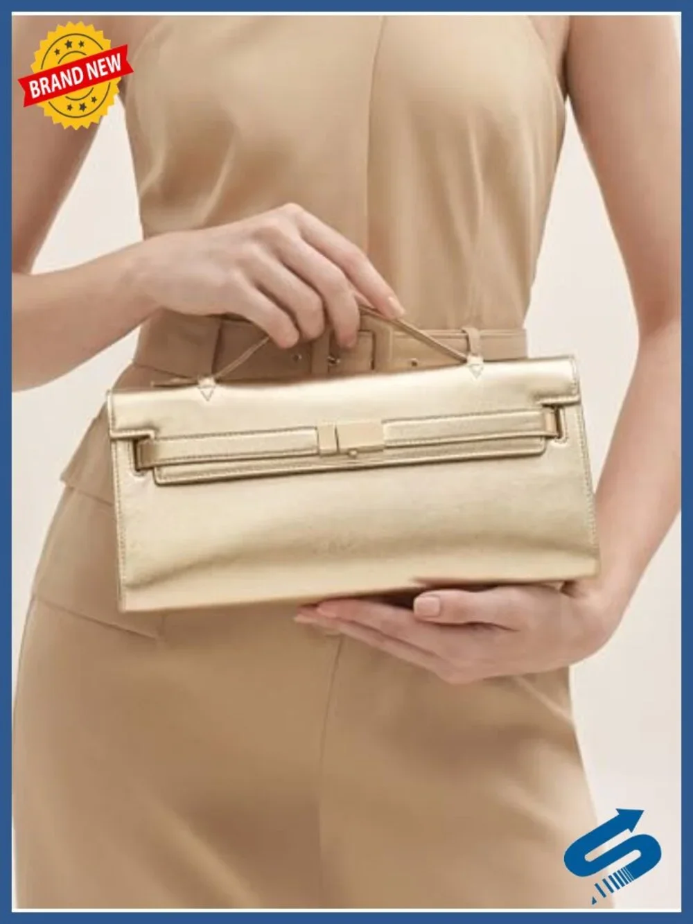 Faux Leather Top Handle Clutch for Women Party Evening Bag